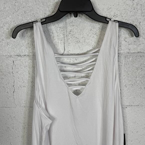 Salt + Cove JRs Strappy Plus Size Tank Dress Swim Cover-Up White 2X - Picture 2 of 5